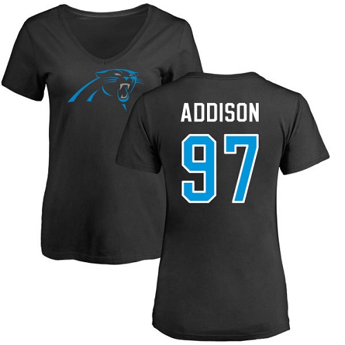 Carolina Panthers Black Women Mario Addison Name and Number Logo Slim Fit NFL Football #97 T Shirt->nfl t-shirts->Sports Accessory